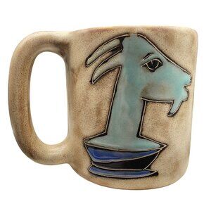 Mara Mug Zodiac Capricorn Symbol Beige & Blue Matte Glaze Interior 4"H x 3.5"D